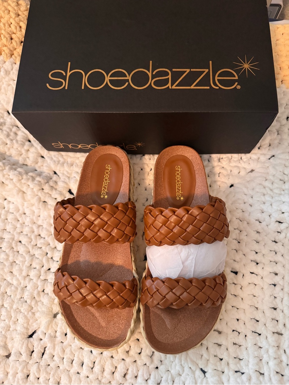 New Shoe Dazzle Braided Double-Strap Slide Sandals - sz 9